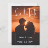 Einfaches trendy Sun Foto Save the Date Hochzeit Einladung (Vorderseite)