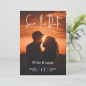 Einfaches trendy Sun Foto Save the Date Hochzeit Einladung (Stehend Vorderseite)
