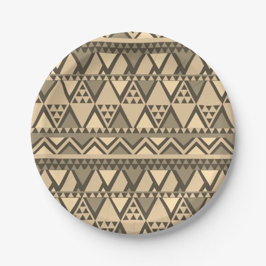 Einfaches Tribal Art Pattern Brown Pappteller (Vorderseite)