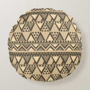 Einfaches Tribal Art Pattern Brown Rundes Kissen