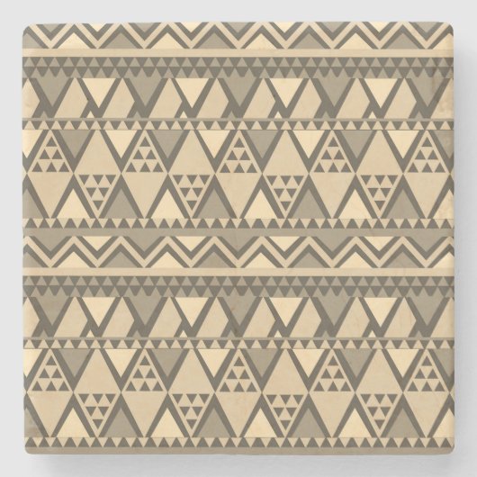 Einfaches Tribal Art Pattern Brown Steinuntersetzer (Vorderseite)
