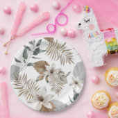 Einfaches tropisches Brautparty | Grünes Leaf Pappteller (Party)