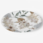 Einfaches tropisches Brautparty | Grünes Leaf Pappteller (Schrägansicht)