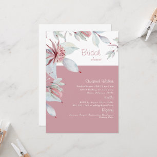 Einfaches Tropisches Florales Rosa Brautparty  Einladung