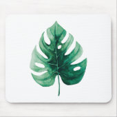Einfaches tropisches Wasserfarben-grünes Leaf Mousepad (Vorne)