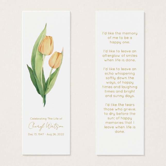 Einfaches Tulpengedenkbuchzeichen (Vorne & Hinten)