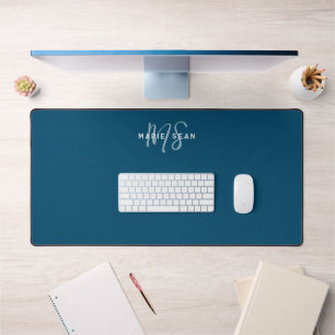 Einfaches Türkis-Blau Minimalistisches Monogramm-G Schreibtischunterlage