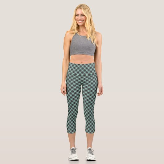 Einfaches türkisfarbenes Muster Capri Leggings (Vorderseite)