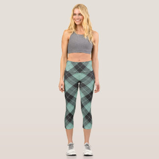 Einfaches türkisfarbenes Muster Capri Leggings