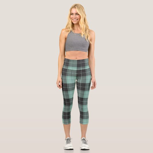 Einfaches türkisfarbenes Muster Capri Leggings (Vorderseite)