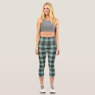 Einfaches türkisfarbenes Muster Capri Leggings