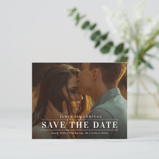 Einfaches Typografie-Foto, das das Datum speichert (Stehend Vorderseite)