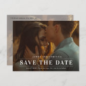 Einfaches Typografie-Foto, das das Datum speichert Ankündigungspostkarte (Vorne/Hinten)