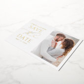 Einfaches Typografie-Foto Hochzeit Sichern Sie das Folieneinladung (Gedreht)