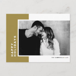 Einfaches Typografie-Gold-Farbblock-Foto Feiertagspostkarte