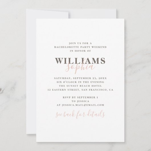 Einfaches Typografie-Junggeselinnen-Abschied Einladung (Vorderseite)