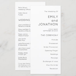 Einfaches Typografie-Schwarz-weiß-Hochzeitsprogram