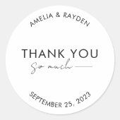 Einfaches Typografie-Skript mit Zeilenhochzeiten Runder Aufkleber (Vorderseite)