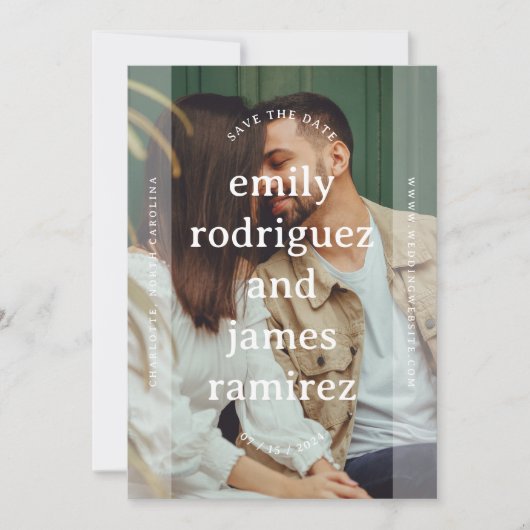Einfaches Typografisches Foto Save The Date (Vorderseite)