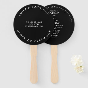Einfaches Typografisches White Text Black Wedding Fächer