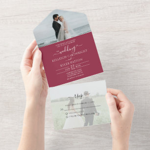 Einfaches UAWG 2-Foto für eine Hochzeit All In One Einladung