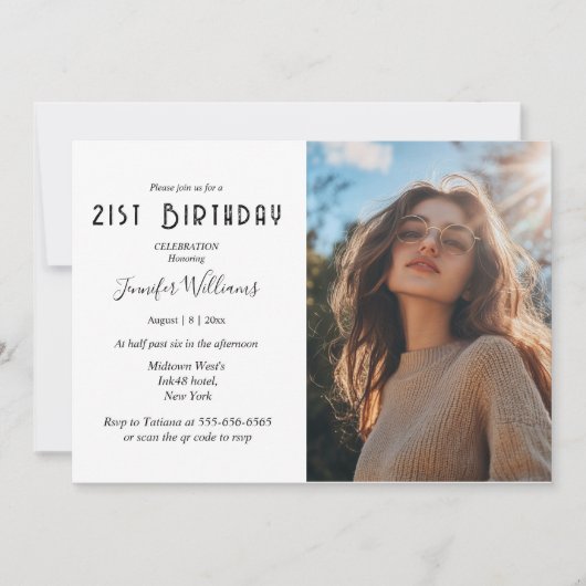 Einfaches und benutzerdefiniertes Foto 21. Party Einladung (Vorderseite)