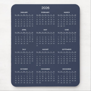 Einfaches und dennoch elegantes 2026-Kalender Ma Mousepad