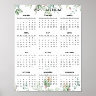 Einfaches und dennoch elegantes Blumenkalender 202 Poster