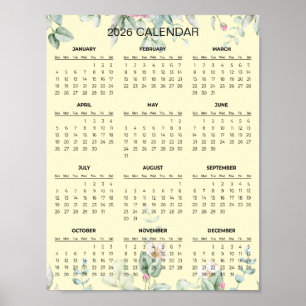 Einfaches und dennoch elegantes Blumenkalender 202 Poster