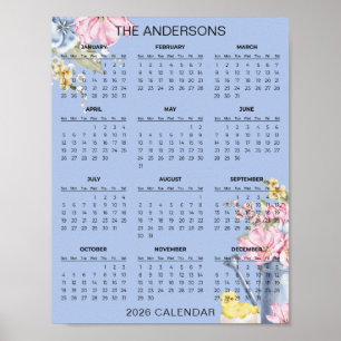 Einfaches und dennoch elegantes Blumenkalender 202 Poster