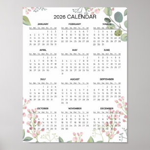 Einfaches und dennoch elegantes Blumenkalender 202 Poster