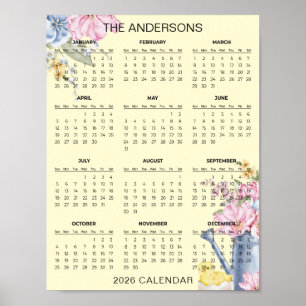 Einfaches und dennoch elegantes Blumenkalender 202 Poster