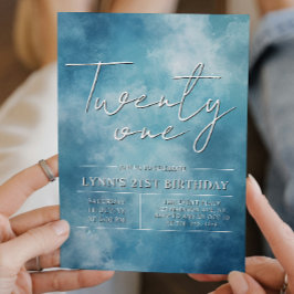 Einfaches und elegantes Blue 21. Geburtstags-Party Einladung