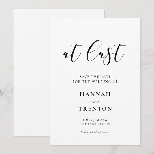Einfaches und elegantes Design Save The Date (Vorne/Hinten)