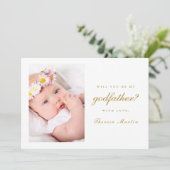 Einfaches und elegantes Foto von Godvaters Vorschl Einladung (Stehend Vorderseite)