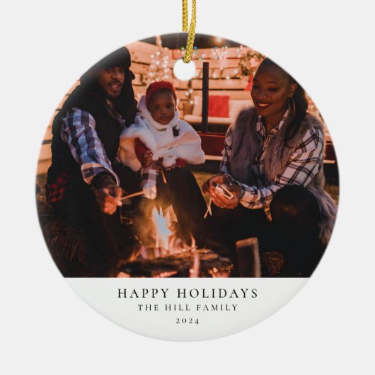 Einfaches und elegantes Foto Weihnachten Keramik Ornament (Vorne)