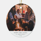 Einfaches und elegantes Foto Weihnachten Keramik Ornament (Links)