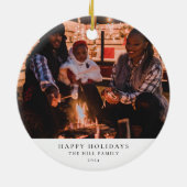 Einfaches und elegantes Foto Weihnachten Keramik Ornament (Hinten)