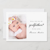 Einfaches und elegantes Godvater-Foto Pink Einladung (Vorderseite)