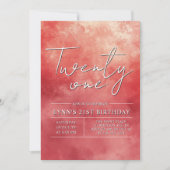 Einfaches und elegantes Rot-Party zum 21. Geburtst Einladung (Vorderseite)