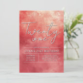 Einfaches und elegantes Rot-Party zum 21. Geburtst Einladung (Stehend Vorderseite)