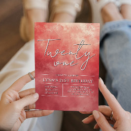 Einfaches und elegantes Rot-Party zum 21. Geburtst Einladung