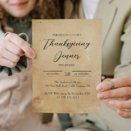 Einfaches und elegantes rustikales Erntedank Dinne Einladung