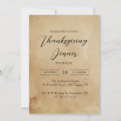 Einfaches und elegantes rustikales Erntedank Dinne Einladung (Vorderseite)
