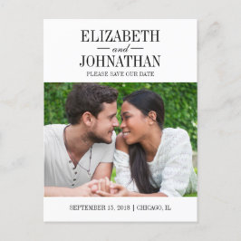 Einfaches und elegantes Save the Date Foto Postkar Ankündigungspostkarte