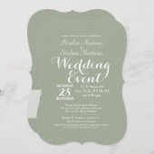 Einfaches und elegantes Schwarz-weißes Monogramm Einladung (Vorne/Hinten)