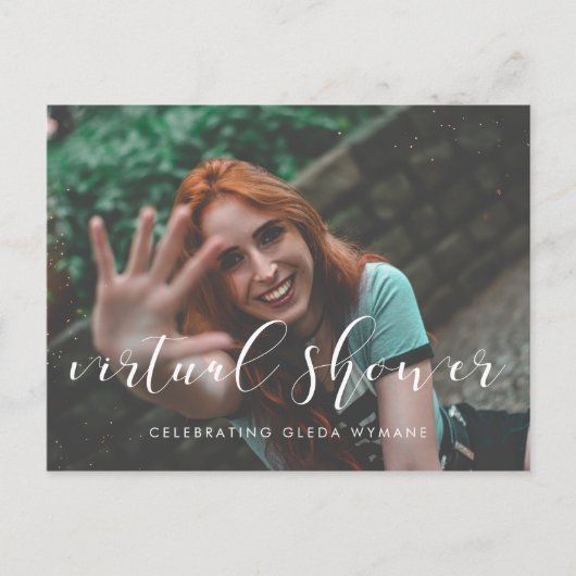 Einfaches und elegantes Virtual Brautparty Foto Postkarte (Vorderseite)