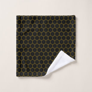 Einfaches und elegantes Wabenmuster schwarz gelb Waschlappen