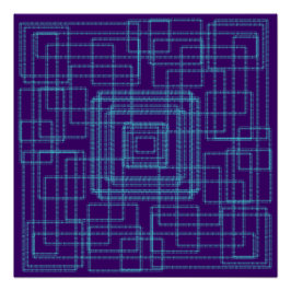 Einfaches und geometrisch blaues Design Poster