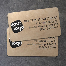 Einfaches und minimales Vintag-Beige-Schwarz-Logo Visitenkarte